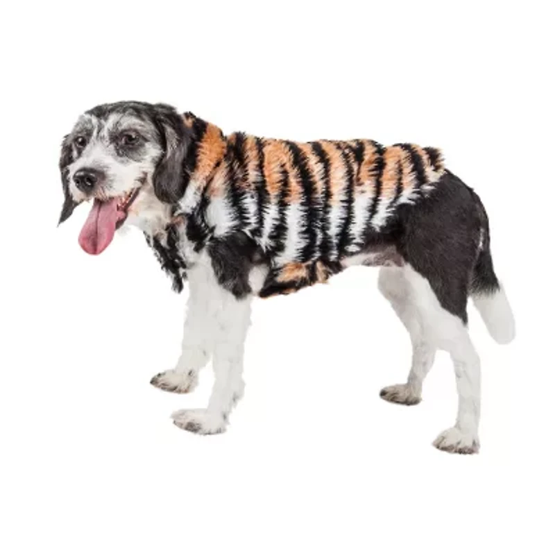 Pet Life ® Luxe 'Tigerbone' Glamourous Patterned Faux Mink Fur Dog Coat
