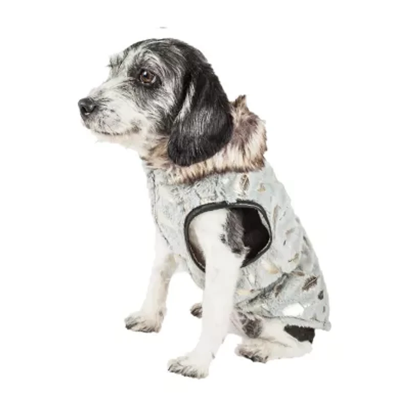 Pet Life ® Luxe 'Gold-Wagger' Gold-Leaf Designer Fur Dog Jacket Coat
