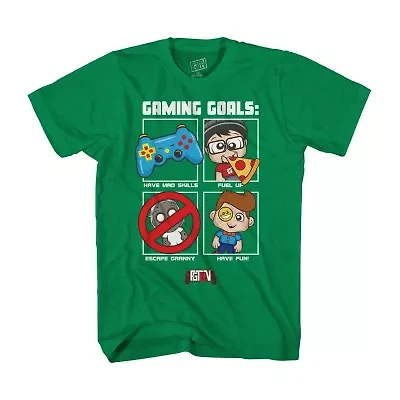 Fgteev Little & Big Kid Boys Crew Neck Short Sleeve Regular Fit Graphic T-Shirt