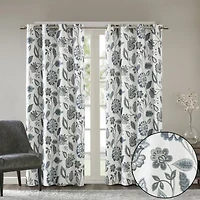 Madison Park Laurel Floral Grommet Top Energy Saving Light-Filtering Single Curtain Panel