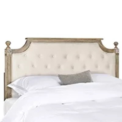 Wood Upholstered Tufted Nailhead Trim Headboard