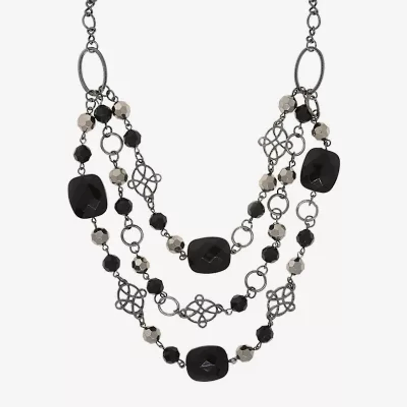1928 Black-Tone Womens Black 18 Inch Beaded Necklace