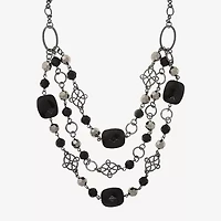 1928 Black-Tone Womens Black 18 Inch Beaded Necklace