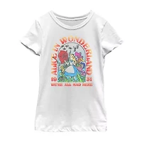 Disney Little & Big Kid Girls Crew Neck Short Sleeve Slim Fit Alice Wonderland Graphic T-Shirt