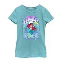 Disney Little & Big Kid Girls Crew Neck Short Sleeve Slim Fit Ariel Princess The Mermaid Graphic T-Shirt