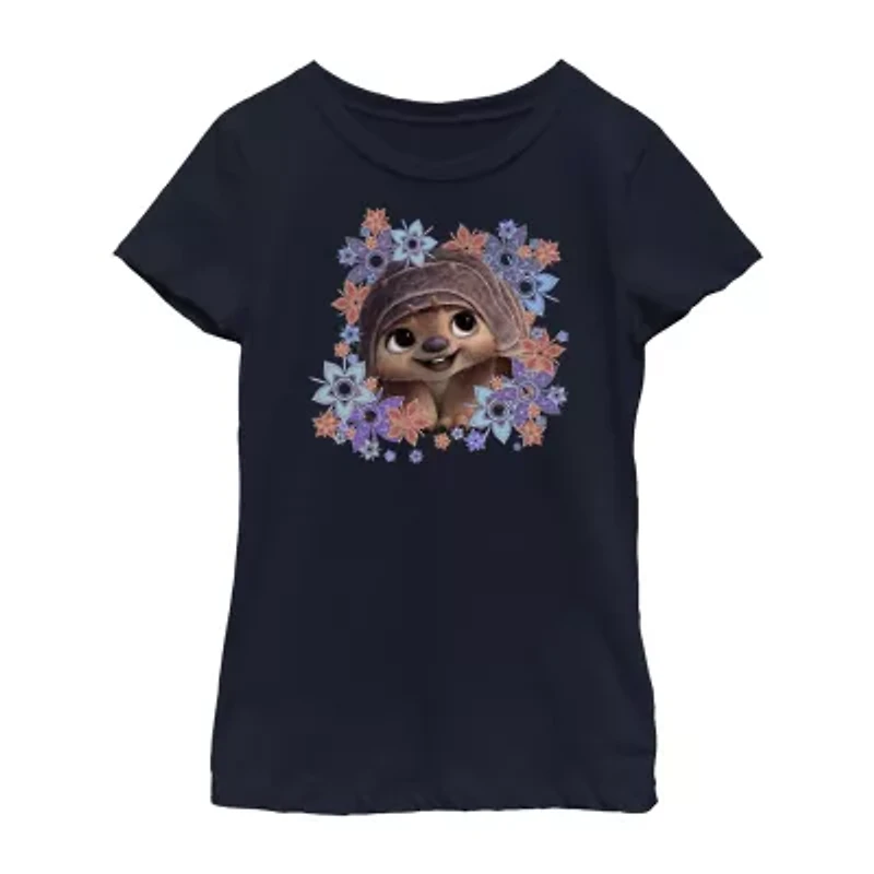 Disney Little & Big Kid Girls Crew Neck Short Sleeve Slim Fit Raya Graphic T-Shirt