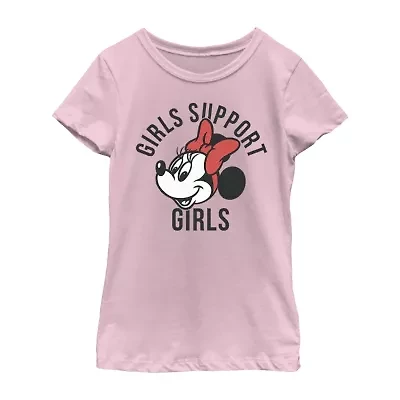 Little & Big Kid Girls Crew Neck Short Sleeve Slim Fit Minnie Mouse Graphic T-Shirt