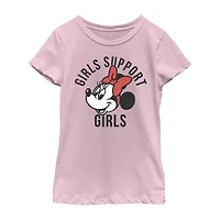 Little & Big Kid Girls Crew Neck Short Sleeve Slim Fit Minnie Mouse Graphic T-Shirt