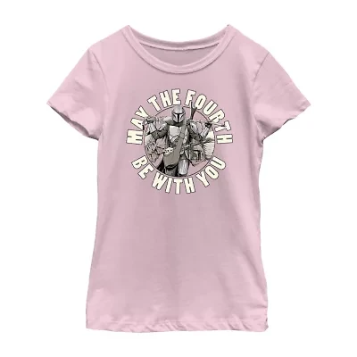 Little & Big Kid Girls Crew Neck Short Sleeve Slim Fit Star Wars Graphic T-Shirt
