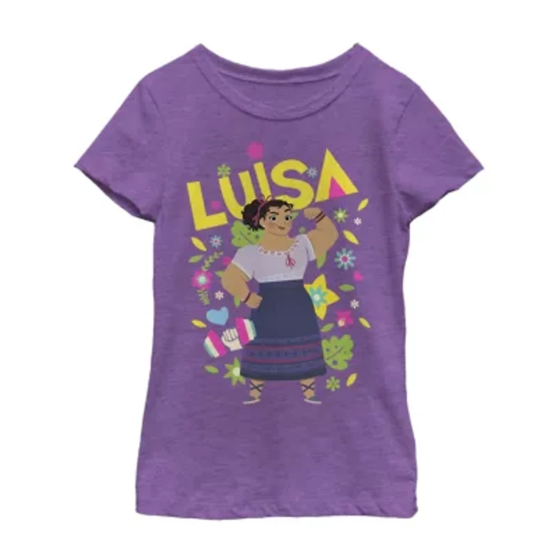 Disney Encanto Little & Big Kid Girls Crew Neck Short Sleeve Slim Fit Graphic T-Shirt