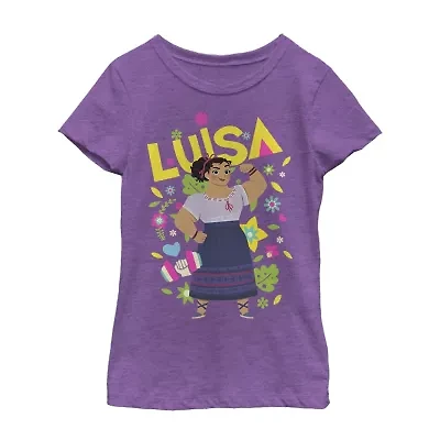 Disney Encanto Little & Big Kid Girls Crew Neck Short Sleeve Slim Fit Graphic T-Shirt