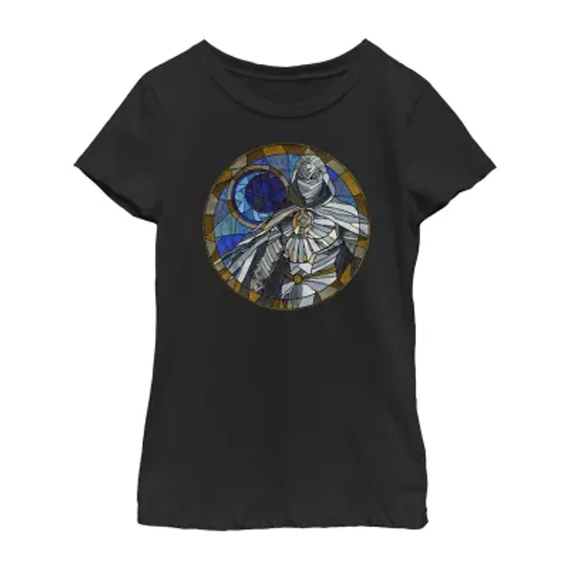 Moon Knight Little & Big Kid Girls Crew Neck Short Sleeve Slim Fit Marvel Graphic T-Shirt