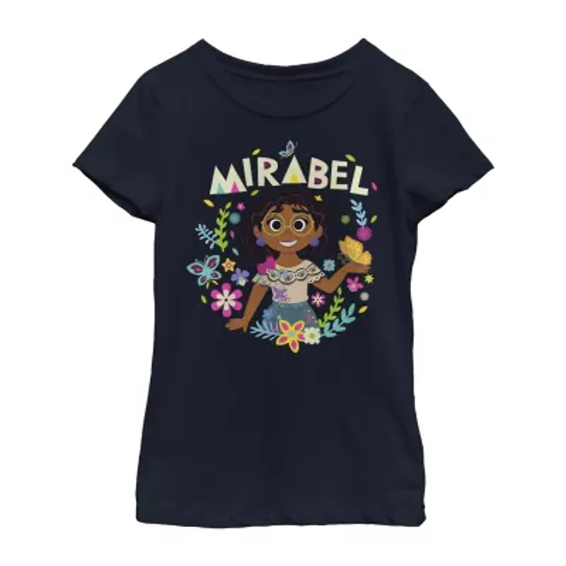 Disney Encanto Little & Big Kid Girls Crew Neck Short Sleeve Slim Fit Graphic T-Shirt
