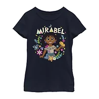Disney Encanto Little & Big Kid Girls Crew Neck Short Sleeve Slim Fit Graphic T-Shirt