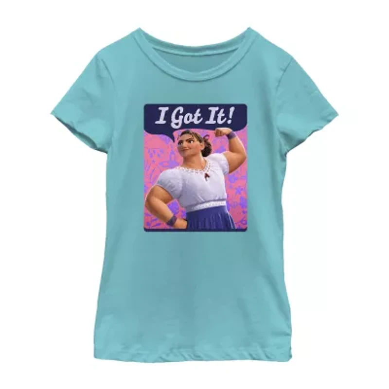 Disney Encanto Little & Big Kid Girls Crew Neck Short Sleeve Slim Fit Graphic T-Shirt