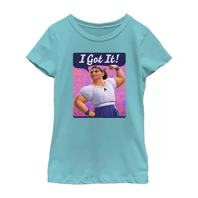 Disney Encanto Little & Big Kid Girls Crew Neck Short Sleeve Slim Fit Graphic T-Shirt