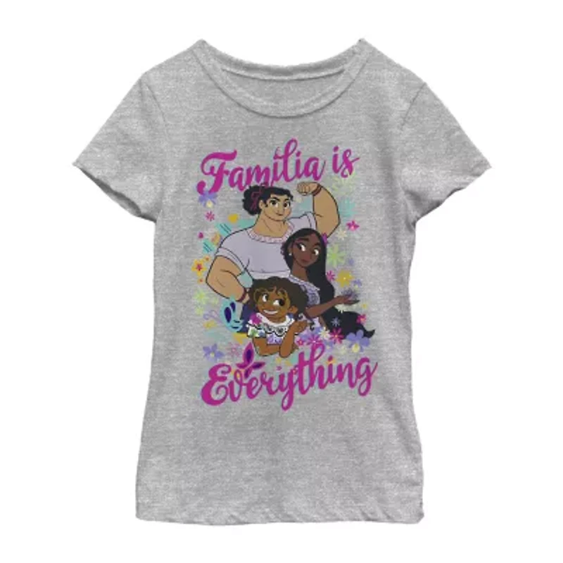 Disney Encanto Little & Big Kid Girls Crew Neck Short Sleeve Slim Fit Graphic T-Shirt