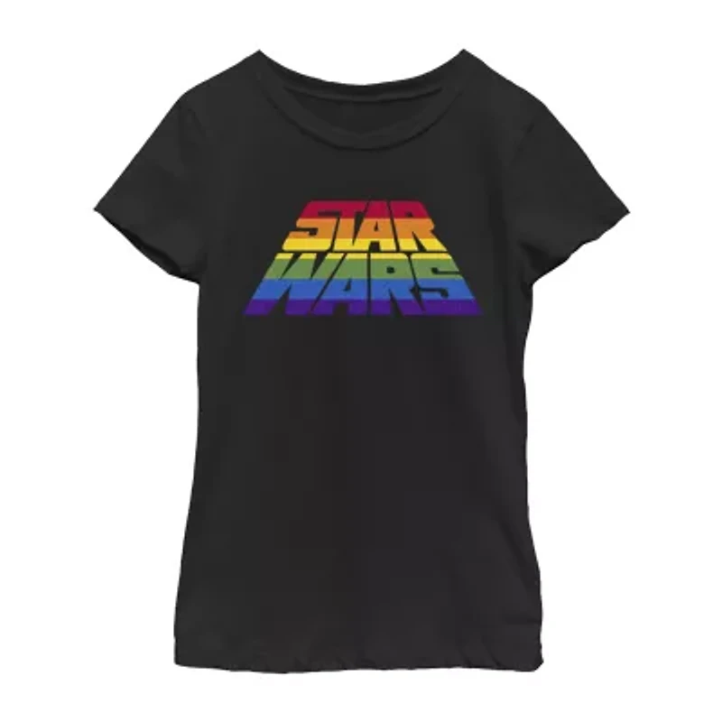 Little & Big Kid Girls Crew Neck Short Sleeve Slim Fit Star Wars Graphic T-Shirt