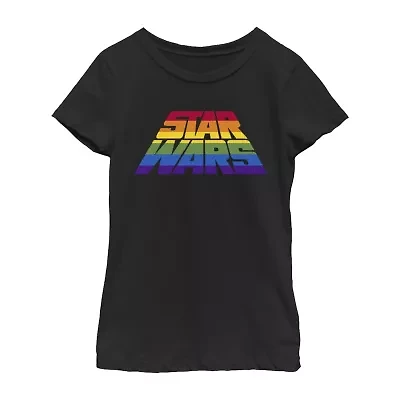 Little & Big Kid Girls Crew Neck Short Sleeve Slim Fit Star Wars Graphic T-Shirt