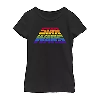 Little & Big Kid Girls Crew Neck Short Sleeve Slim Fit Star Wars Graphic T-Shirt