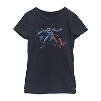 Little & Big Kid Girls Crew Neck Short Sleeve Slim Fit Batman Graphic T-Shirt
