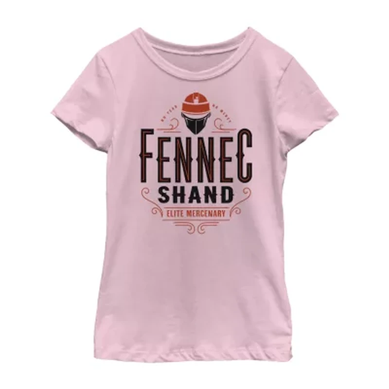Fennec Shand Little & Big Kid Girls Crew Neck Short Sleeve Slim Fit Star Wars Graphic T-Shirt