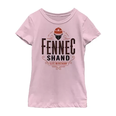 Fennec Shand Little & Big Kid Girls Crew Neck Short Sleeve Slim Fit Star Wars Graphic T-Shirt