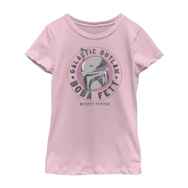 Boba Fett Little & Big Kid Girls Crew Neck Short Sleeve Slim Fit Star Wars Graphic T-Shirt
