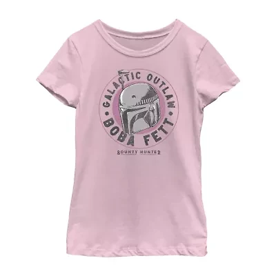 Boba Fett Little & Big Kid Girls Crew Neck Short Sleeve Slim Fit Star Wars Graphic T-Shirt