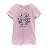 Boba Fett Little & Big Kid Girls Crew Neck Short Sleeve Slim Fit Star Wars Graphic T-Shirt