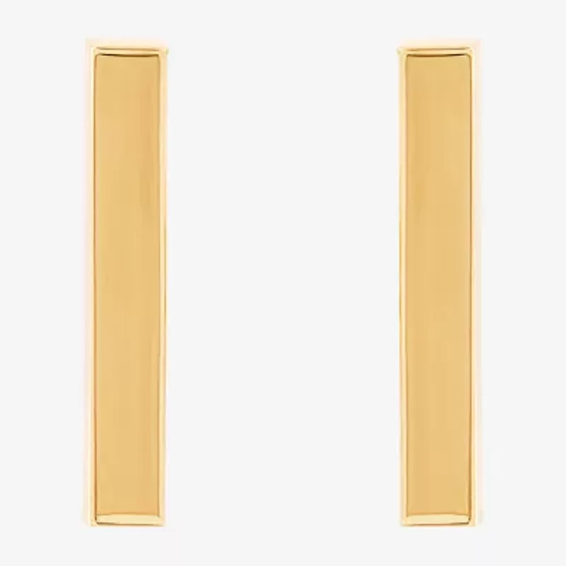 14K Gold 12.7mm Bar Stud Earrings