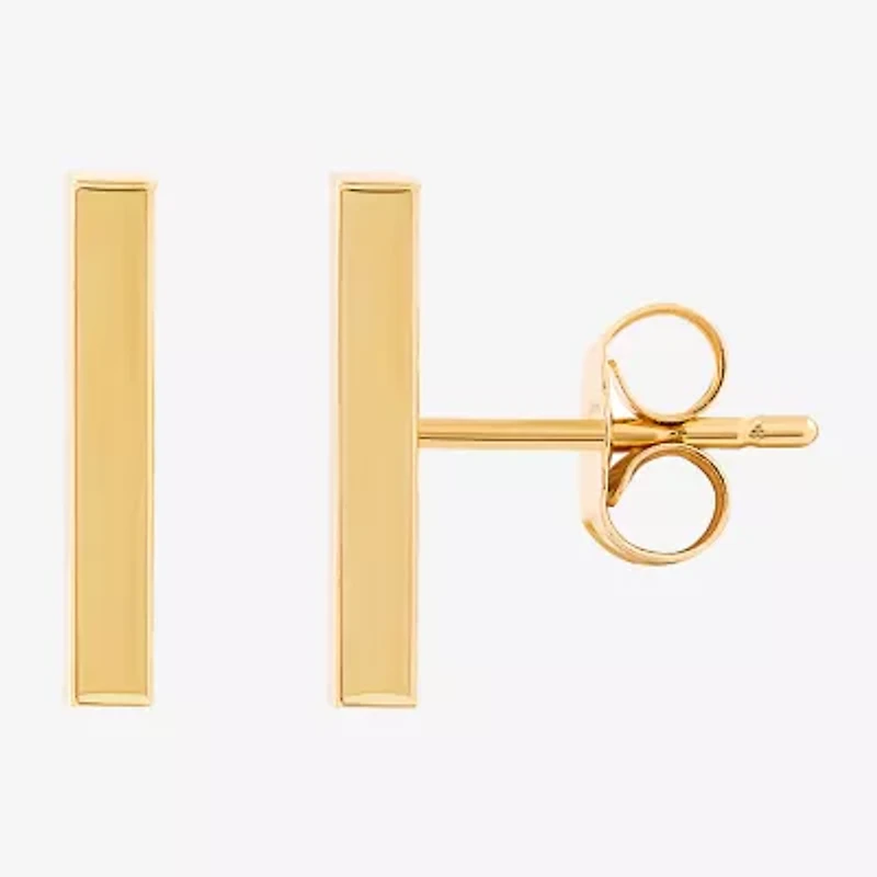 14K Gold 12.7mm Bar Stud Earrings