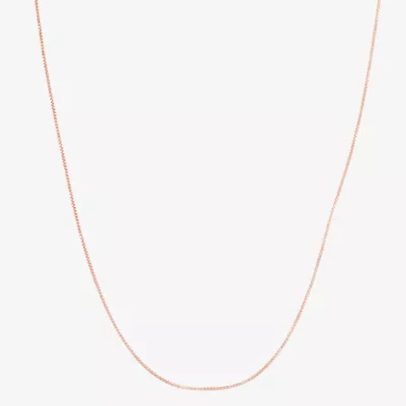 Womens 10K Rose Gold 22 Inch Box Chain Necklace