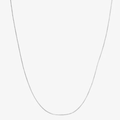 Womens 10K White Gold 22 Inch Box Chain Necklace