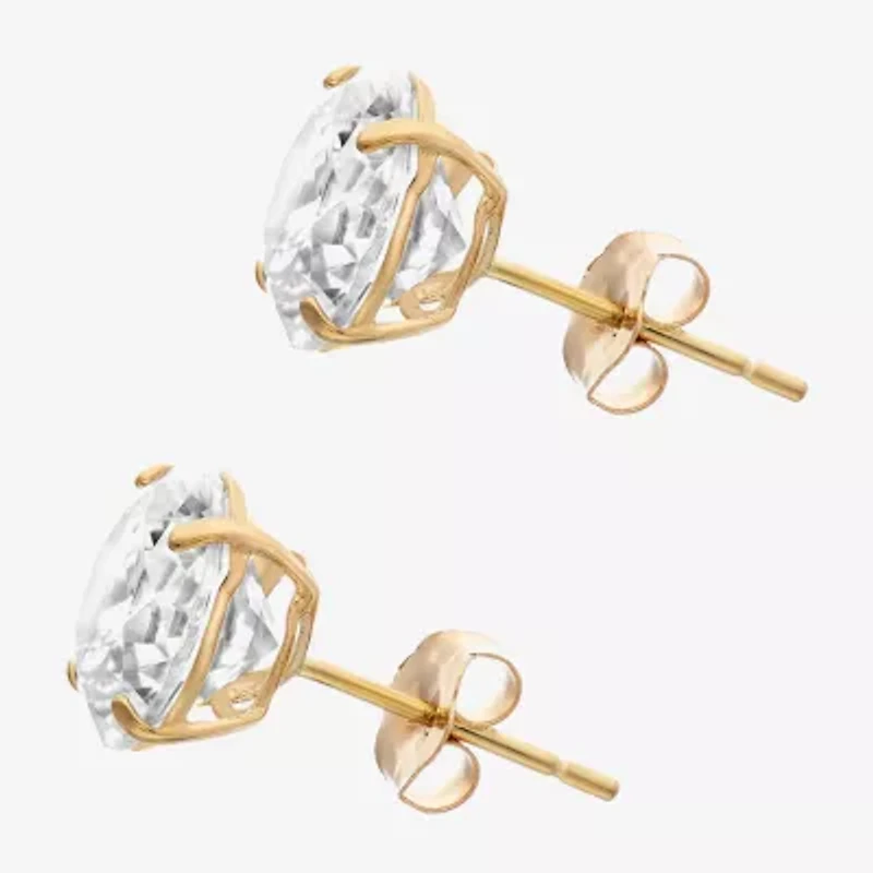 1 1/2 CT. T.W. White Zirconia 14K Gold 8mm Round Stud Earrings