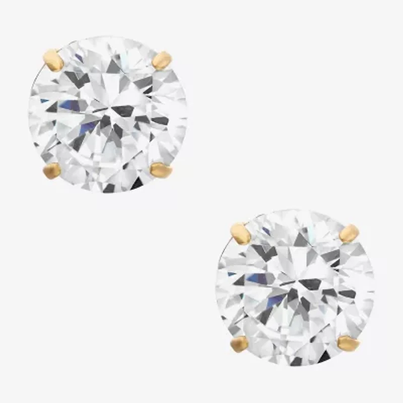 1 1/2 CT. T.W. White Zirconia 14K Gold 8mm Round Stud Earrings
