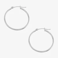 Womens 14K White Gold 25mm Hoop Earrings