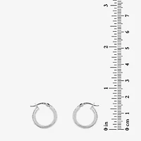 Sterling Silver Rhodium Plated Glitter Hoop Earring Set
