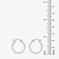 Sterling Silver Rhodium Plated Glitter Hoop Earring Set
