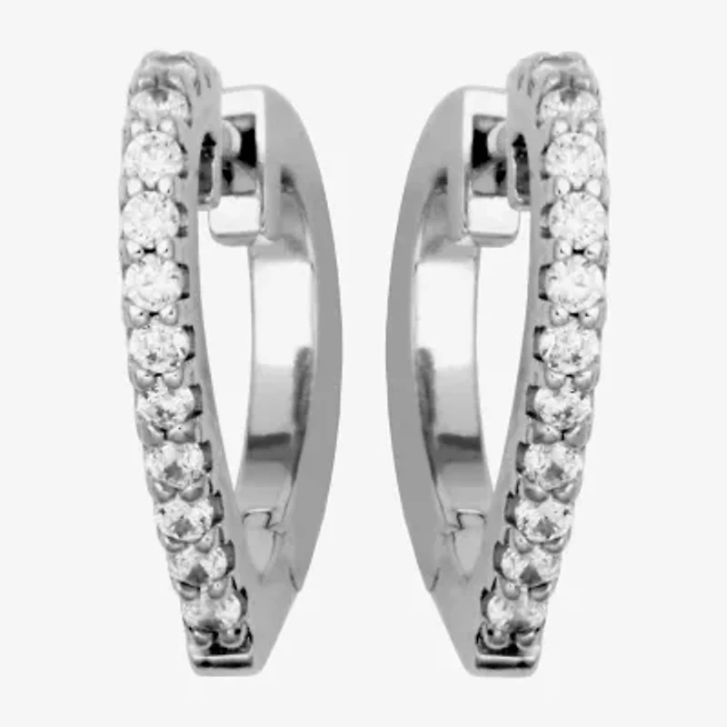 Paris 1901 By Charles Garnier Womens Cubic Zirconia Sterling Silver 16.6mm Heart Hoop Earrings