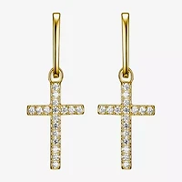 Paris 1901 By Charles Garnier Womens Cubic Zirconia 18K Gold Over Silver Cross Drop Earrings