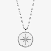 Paris 1901 By Charles Garnier North Star Womens White Cubic Zirconia Sterling Silver Paperclip Round Star 17 Inch Pendant Necklace