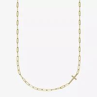 Paris 1901 By Charles Garnier Womens White Cubic Zirconia 18K Gold Over Silver Cross 17 Inch Pendant Necklace