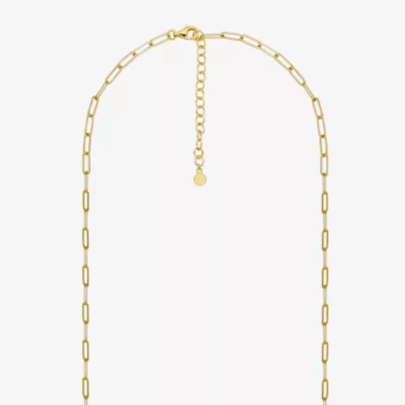 Paris 1901 By Charles Garnier Womens White Cubic Zirconia 18K Gold Over Silver Circle Paperclip 18 Inch Pendant Necklace