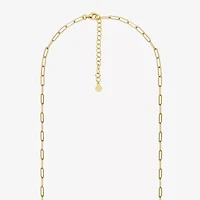 Paris 1901 By Charles Garnier Womens White Cubic Zirconia 18K Gold Over Silver Circle Paperclip 18 Inch Pendant Necklace