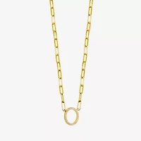 Paris 1901 By Charles Garnier Womens White Cubic Zirconia 18K Gold Over Silver Circle Paperclip 18 Inch Pendant Necklace