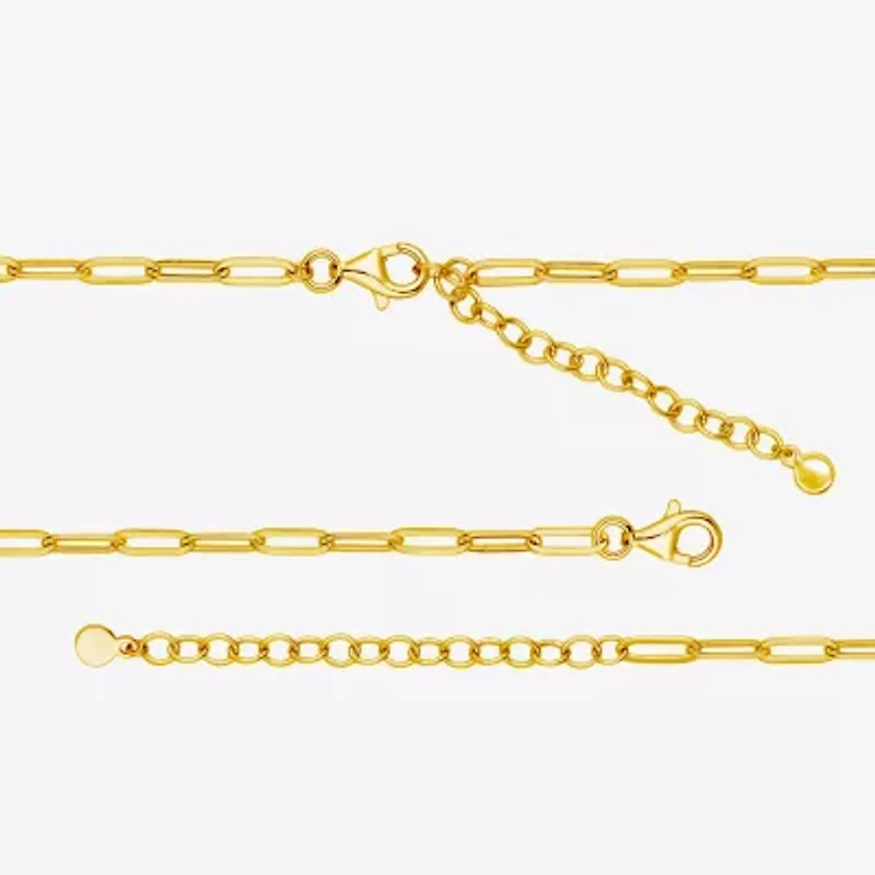 Paris 1901 By Charles Garnier Womens White Cubic Zirconia 18K Gold Over Silver Circle Paperclip 18 Inch Pendant Necklace