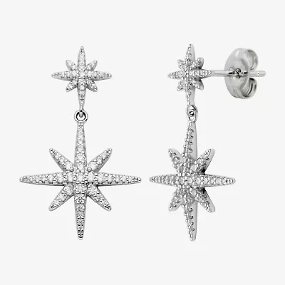Paris 1901 By Charles Garnier North Star Womens Cubic Zirconia Sterling Silver Star Drop Earrings