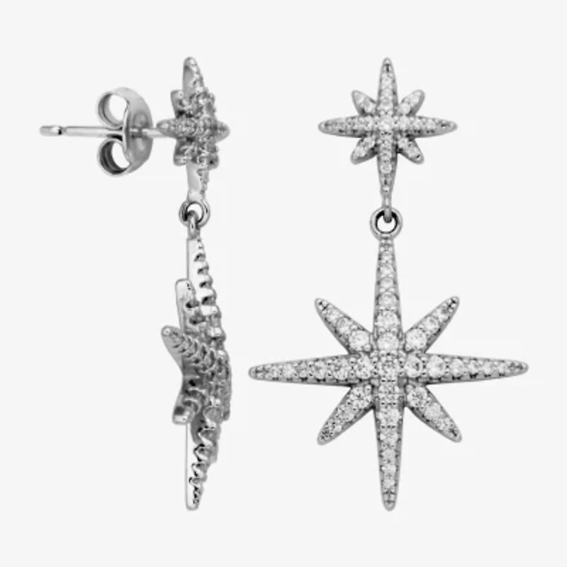 Paris 1901 By Charles Garnier North Star Womens Cubic Zirconia Sterling Silver Star Drop Earrings