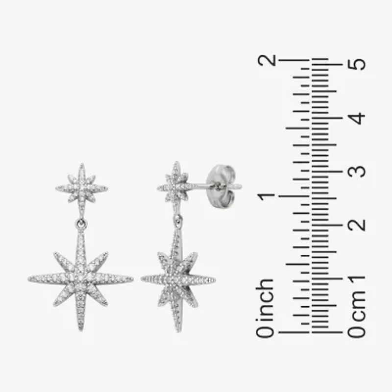 Paris 1901 By Charles Garnier North Star Womens Cubic Zirconia Sterling Silver Star Drop Earrings